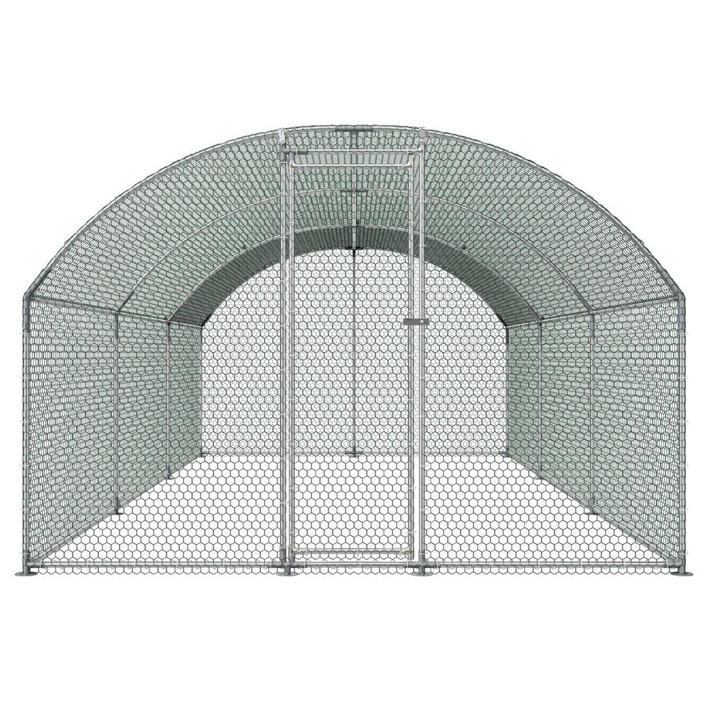 Metal Chicken Coop, 9.8x19.3x6.5 Ft Large Walk-in Chicken Runs with Cover, Doom Roof Hen House Enclosure with Security Lock, Outdoor Duck Rabbit Cage