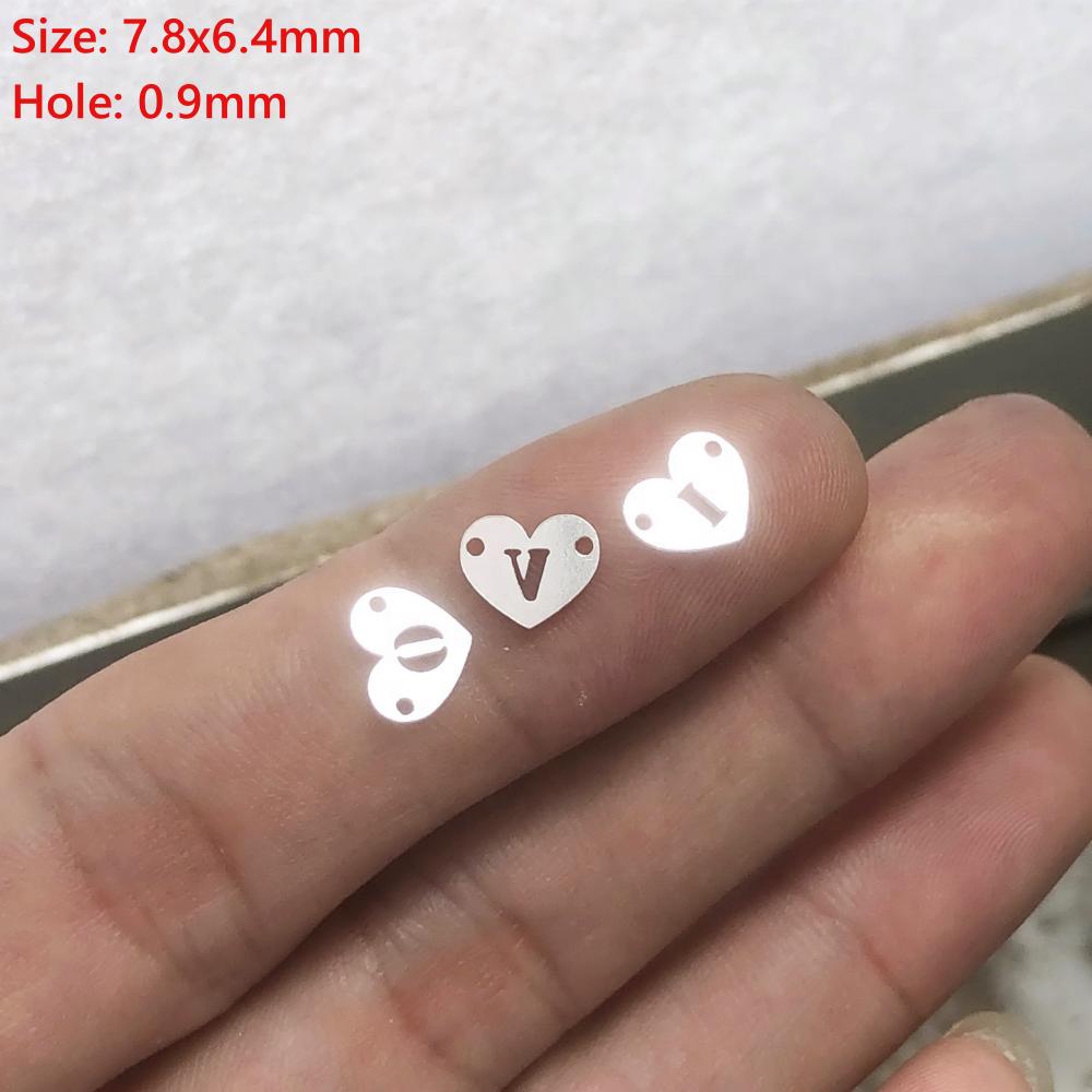New S925 Sterling Silver Initial Alphabet Heart Connector Letter Charms for Permanent Jewelry Making