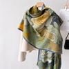 Poncho cald de lux, cașmir, iarnă, eșarfă pentru femei, șal cu imprimeu floral, înveliș pentru femei, pătură groasă de pashmina Bufanda Travel Echarpe