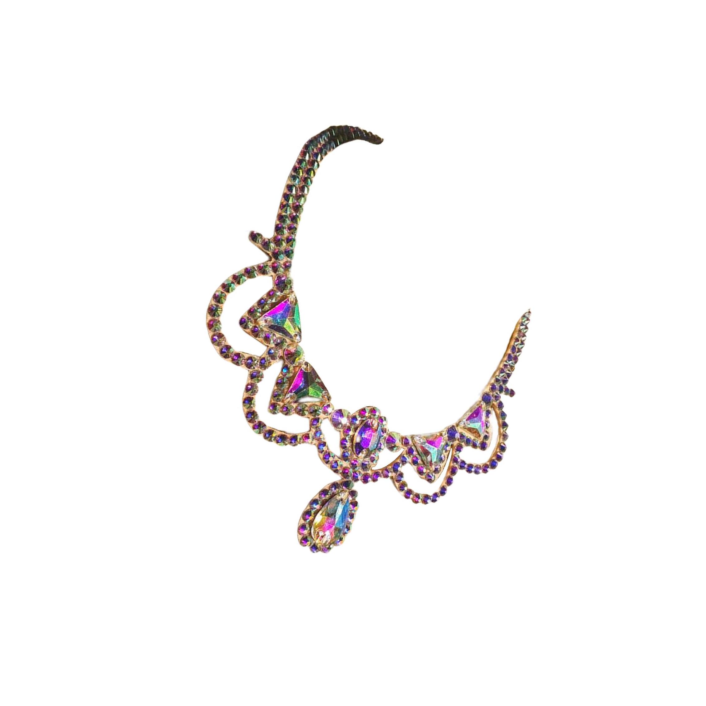 

Colorful Rhinestone Dangle Dance Necklace Jewelry Women Sparkling Accessories Stage Performance Events Elegant CN