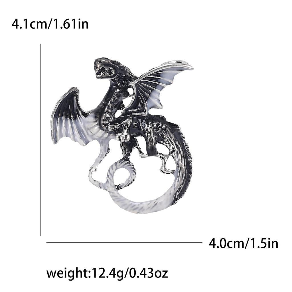 Enamel Dragon Brooches for Women Unisex Rhinestone Necklace Flying Dragon Pins Banquet Party Backpack Gifts Jewelry Accessories