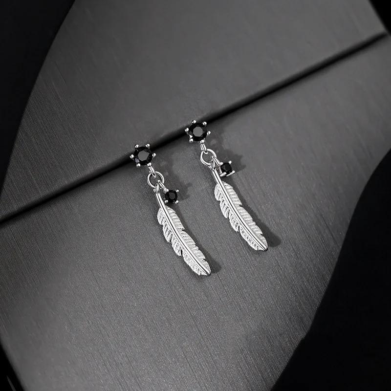 Simple Alloy Long Wing Stud Temperament Feather Earrings Silver Wings Shape Elf Ear Cuff Earrings Jewelry Accessories Gifts