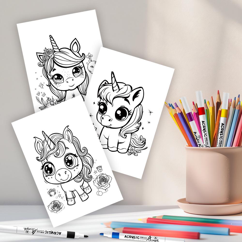 

32 pcs, Unicorn Doodle Colouring Cards, DIY Colouring Cards, Birthday, Back to School Activity Supplies, etc. (Random Pattern)