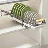 Dish Storage Rack Drawer Type Carbon Steel Frame Wooden Handle Organizer Rational Use of Space Drying Rack for Kitchen