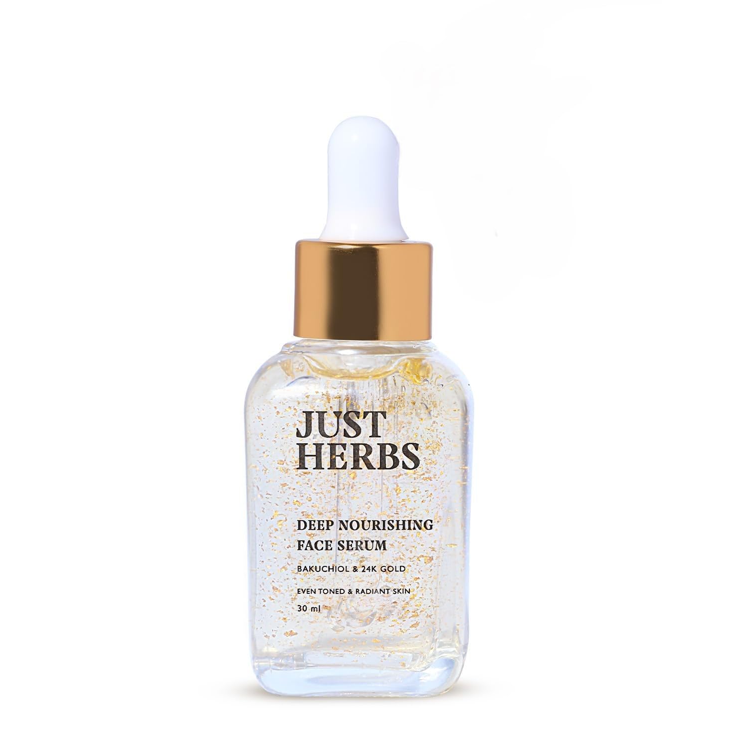 Сыворотка для лица Just Herbs | Золото 24K, Бакучиол | Антивозрастная сыворотка для лица для женщин | Мгновенное увлажнение - 30 мл