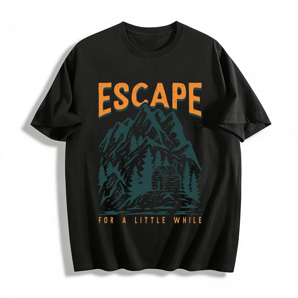Escape For A Little While Mountain Cabin Graphic Casual Tee Pure cotton T-shirt XXS