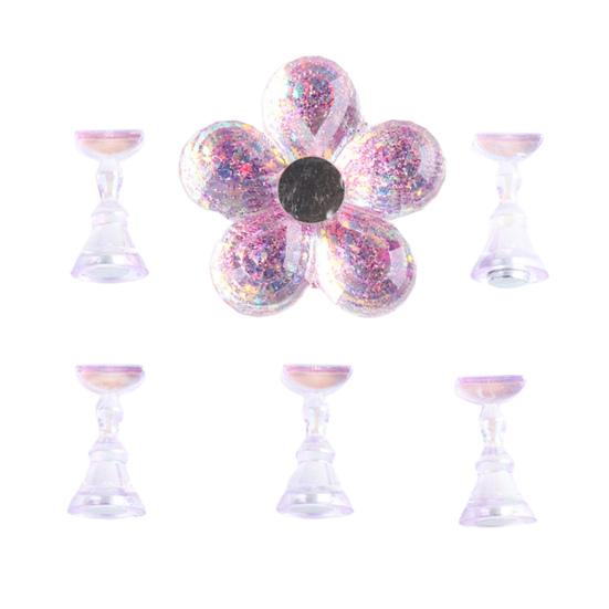 

Ложный держатель для ногтей в форме цветка Дисплей для ногтей Акриловый маникюрный стенд для обучения практике фиолетовый