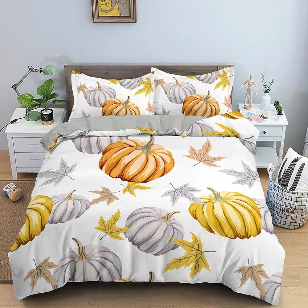 Pumpkin Bedding Set Halloween Decor Duvet Cover Set Bed Set Duvet Cover with 1/2 Pillowcase Comforter Bedding Sets Twin Queen