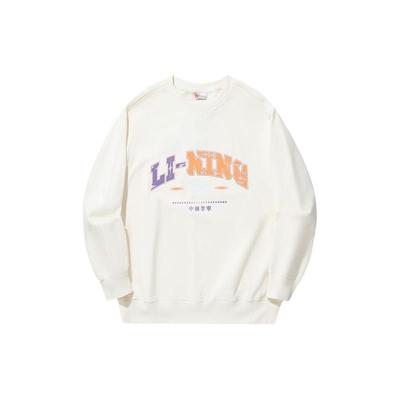 Li Ning Reignite Series Logo-Print Lockerer Bequemer Pullover Unisex-Sweatshirt Off-White AWDU343-1