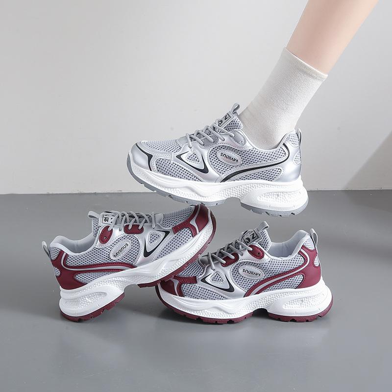2025 spring new dad shoes mesh breathable thick sole heightening running shoes casual shoes sports shoes