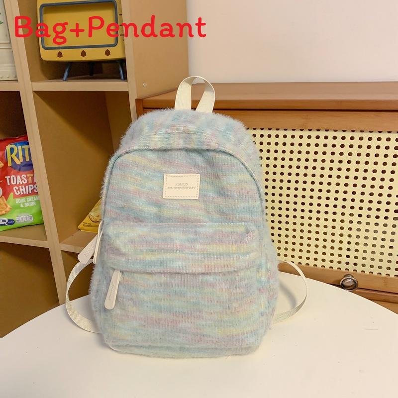 Soft Plush Girls School Backpack With Material And Letter Pattern For Middle School Students