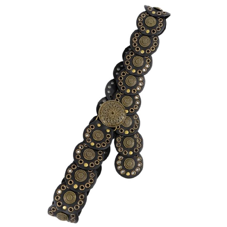 Discs Grommet Belt Punk Waist Belt Unique Buckle for Jeans Dress Unsiex