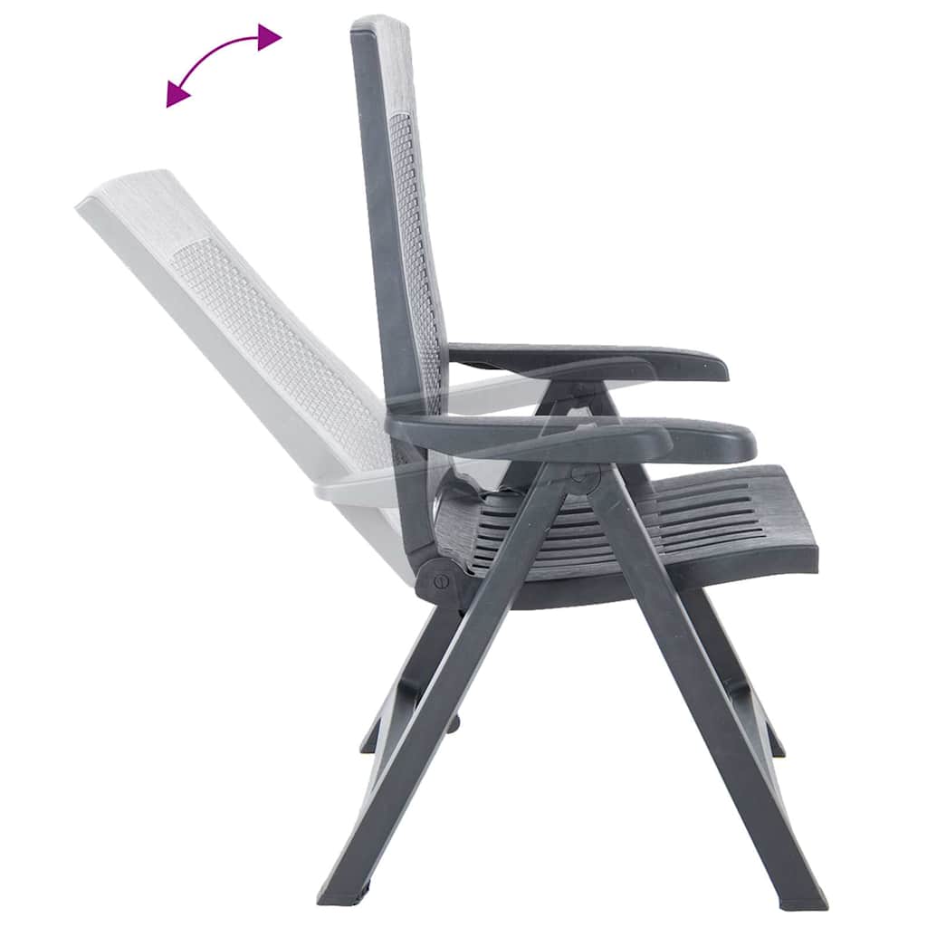 vidaXL 2 Pieces Adjustable Folding Chairs Made of Plastic, Anthracite