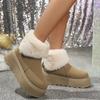 Elegant Faux Fur Snow Boots for Women Chunky Platform High Heel Ankle Boots 2025 Winter Fluffy Furry Designer Shoes Plus Size 42