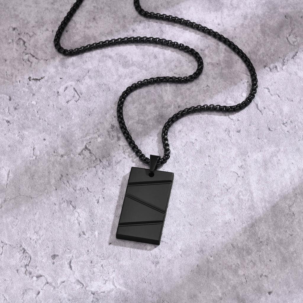 Vnox Piccoli Ciondoli Medagliette Militari Collane per Uomo Ragazzi, Acciaio Inossidabile Colore Nero Argento Medaglietta Militare con Catena a Scatola Regalo per Lui