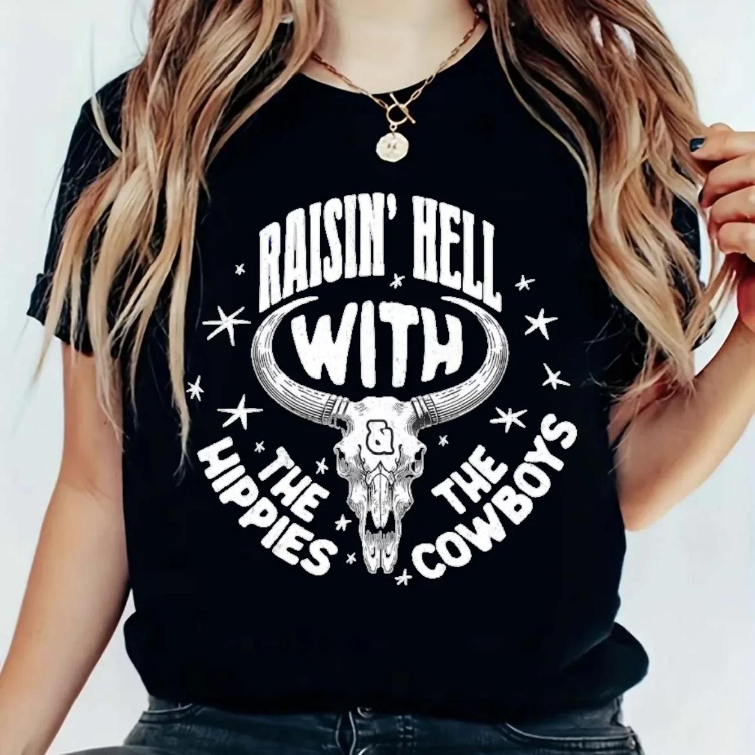 T-Shirt Casual Women s Simple 90s Popular Fashion Printed Women s Clothing Short Sleeved Summer Women s Pattern Street T-Shirt S чёрный