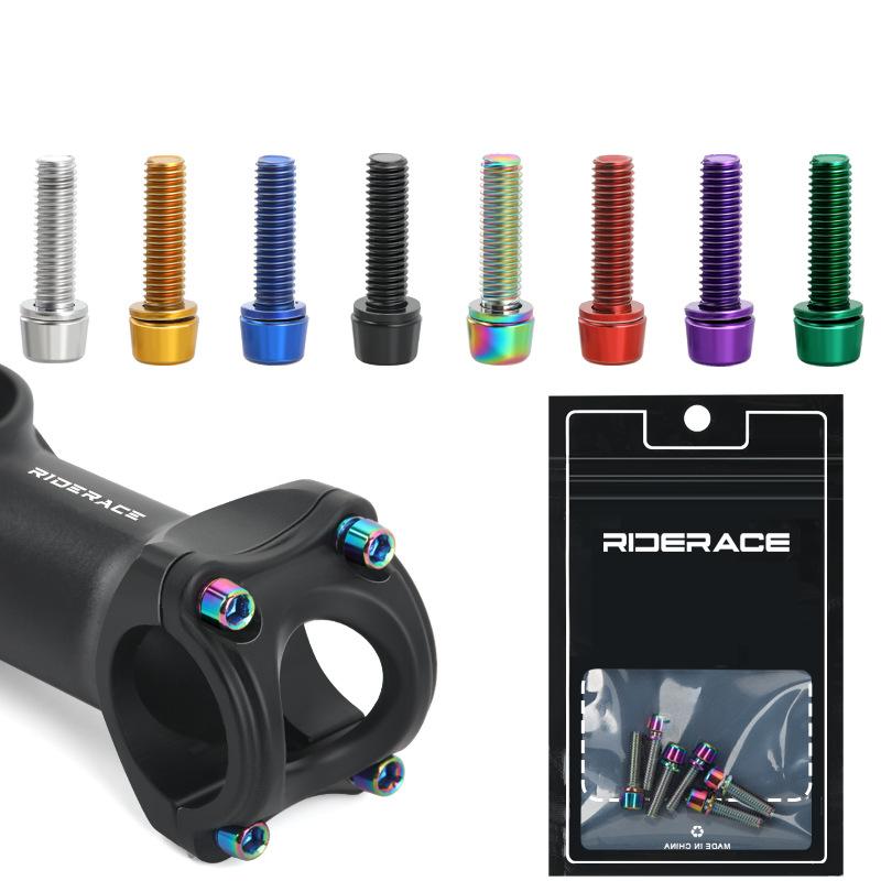 6Pcs Bike Handle Bar Stem Riser Bottle Holder Bolts M5*18Mm Titanium-Plated Colorful Steel Bicycle Handlebar Screws