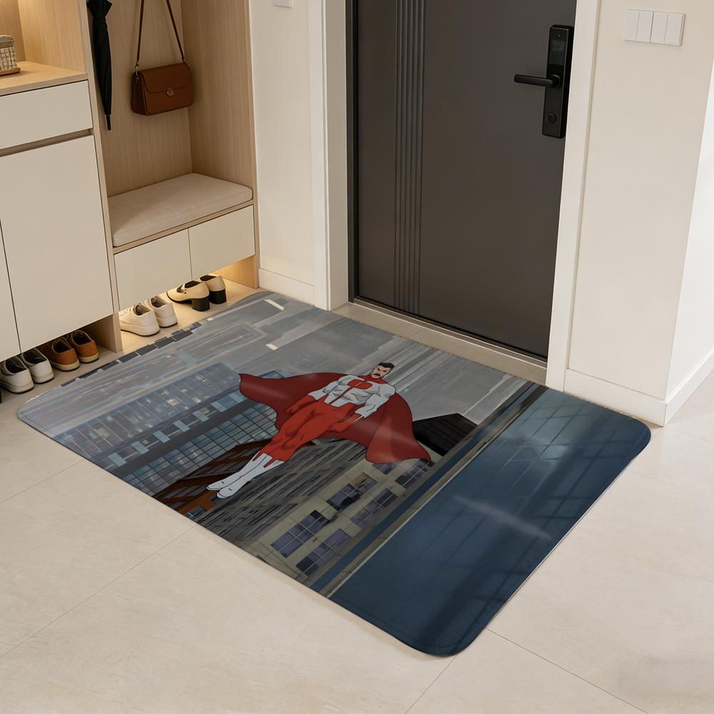Tappetino da Pavimento Eroe Invincibile Anime Tappetino per Porta in Flanella Antiscivolo Assorbente Lavabile Tappeto da Interno per Casa