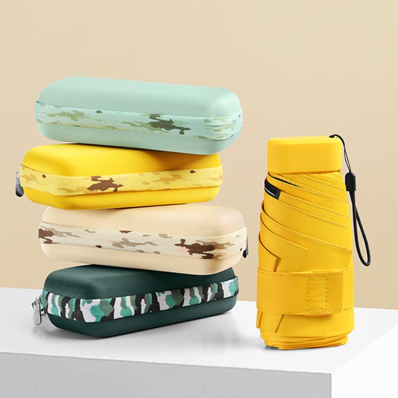 Flat Fold Mini Umbrella Women Pocket Summer Sun Umbrella for Women Small Cute Umbrellas for Girls with Storage Bag