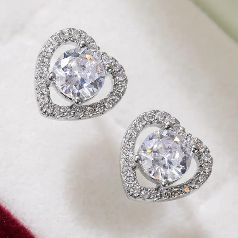 Fashion Female Earrings Sterling Silver Geometric Flower Heart Zircon Earrings for Women Pendientes Dropshipping