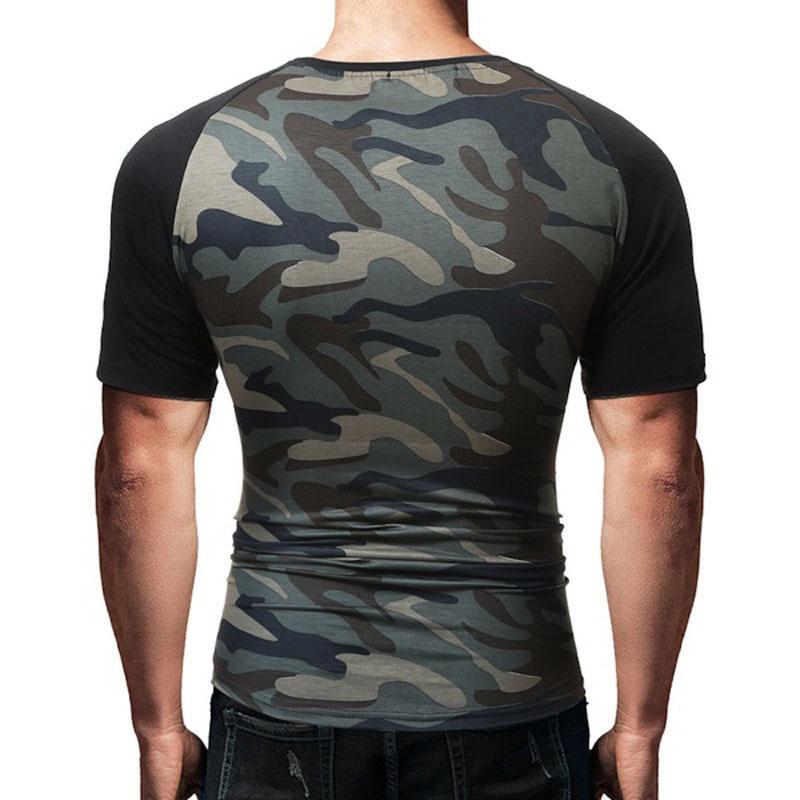 Premium Quality Men's Summer O-neck Short Sleeves Camo Stitching Color T-shirt For Effortless Style