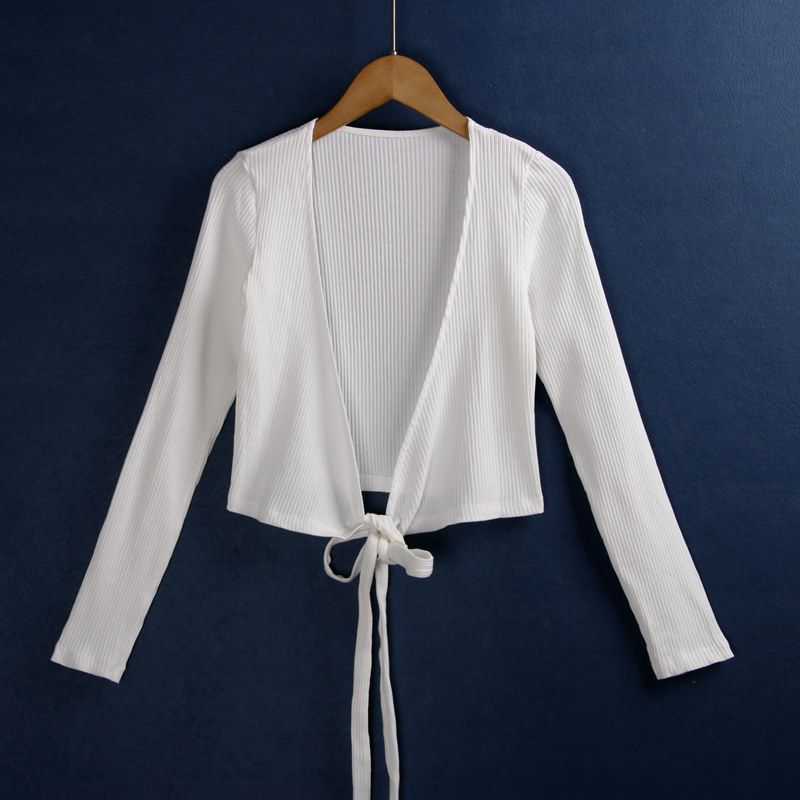 

Осенняя хлопковая короткая экспортная рубашка со шнуровкой White All yards