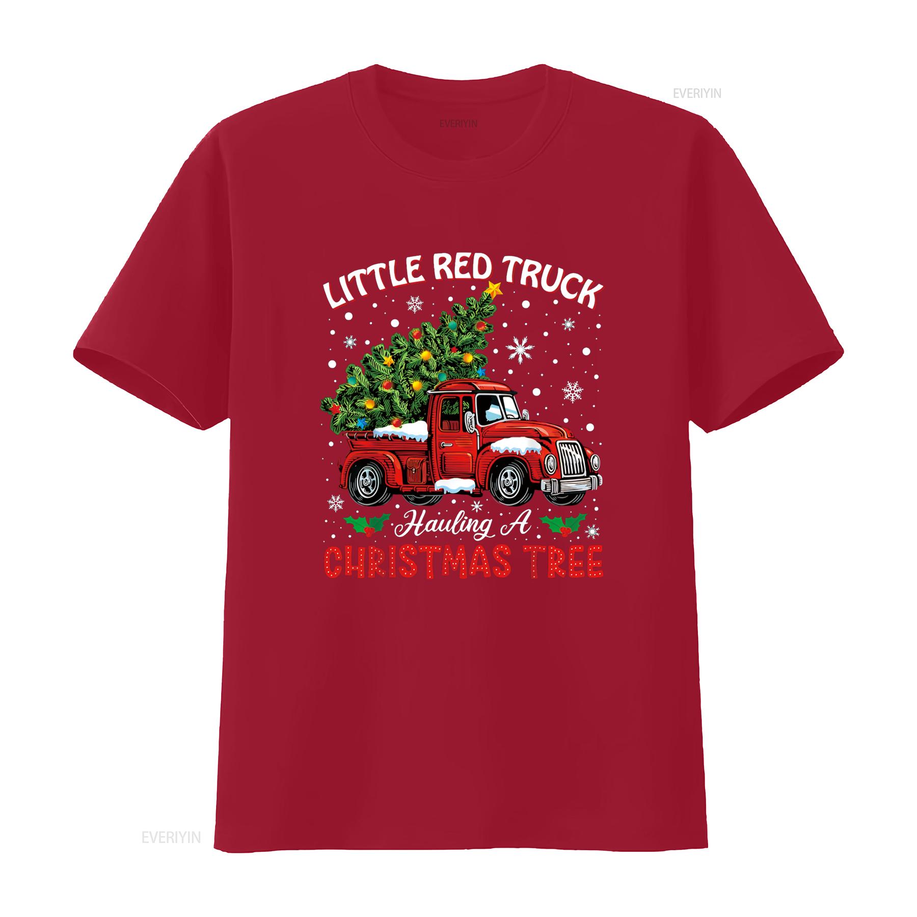

Little Red Truck Hauling A Christmas Tree T Shirt vintage Washed Comfortable Versatile Stretched homme Breathable Soft fashion S