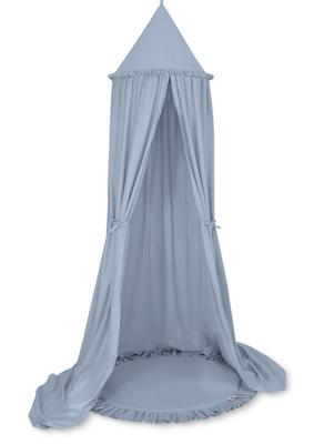 Set: Hanging Cotton Canopy for a Children's Room and a Mat with a Ruffle - Dirty Blue