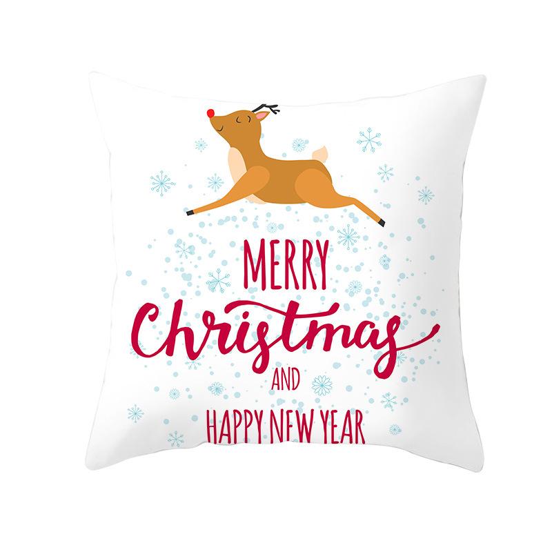 Cartoon Christmas Peach Skin Pillow Cover New Sofa Cushion Cover Square Cushion Pillow Cover