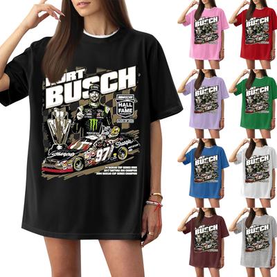 Women's Casual Short Sleeve T-Shirt Letter Print Loose Fit Crew Neck Lightweight Summer Top