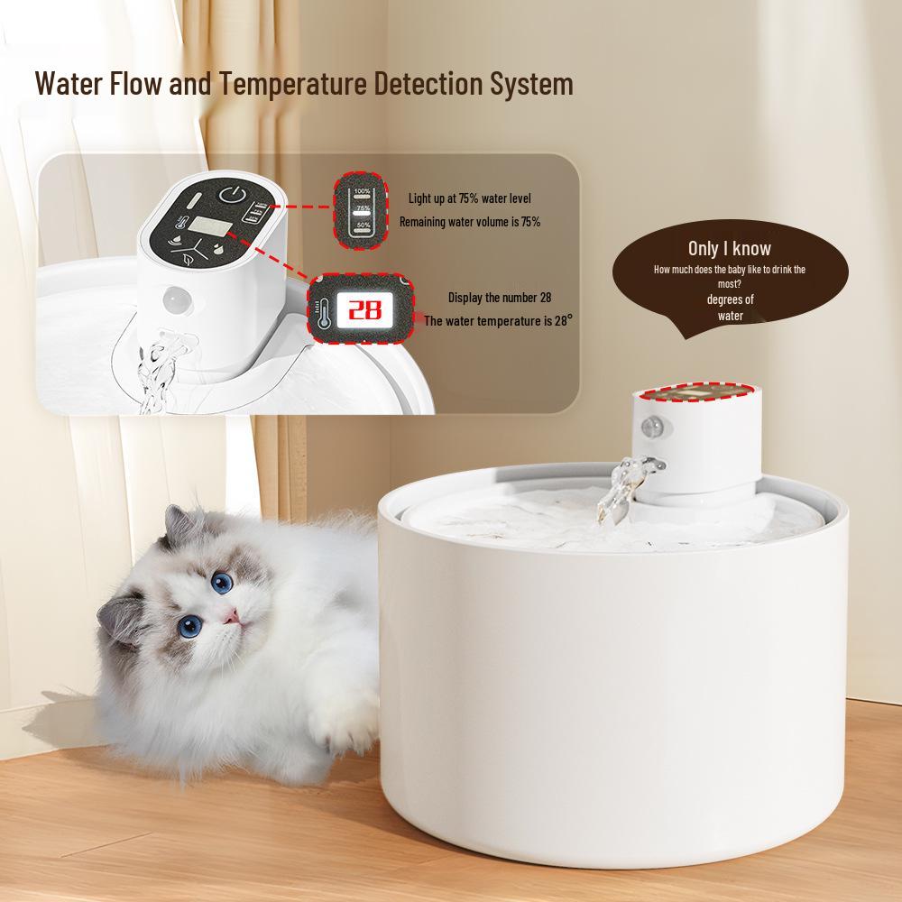 Ceramic Cat Water Fountain with Stainless Steel Circulation