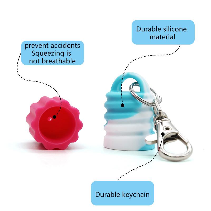 High Quality Practical Silicone Keychain Cap Portable Durable Holder Keychain Compatible For Lip Balm Lipstick Storage Cap