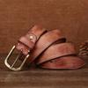 Men's Belt First Layer Cowhide Thickened Copper Buckle Vegetable Tanned Leather Washed Retro Belt