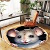 Curious Mouse Peeking Through Hole StickerRound Non-Slip Chair Mat Chair Carpet for Office Rugs for Office Decor Gift For Valentine's Day Mother's Day