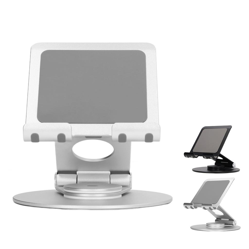 Suport pentru telefon pliabil, rotație de 360 de grade, înălțime reglabilă, suport de birou din aluminiu cu bază stabilă pentru