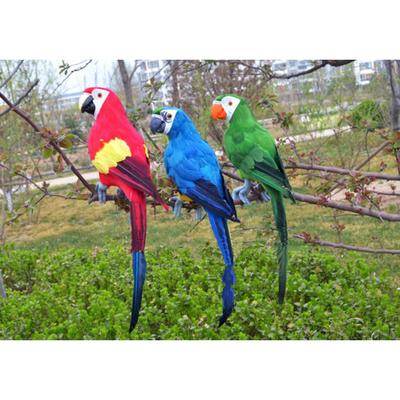 3Pcs 45cm Realistic Artificial Parrot Bird Figure Home Decor Budgie Taxidermy Wedding Decoration