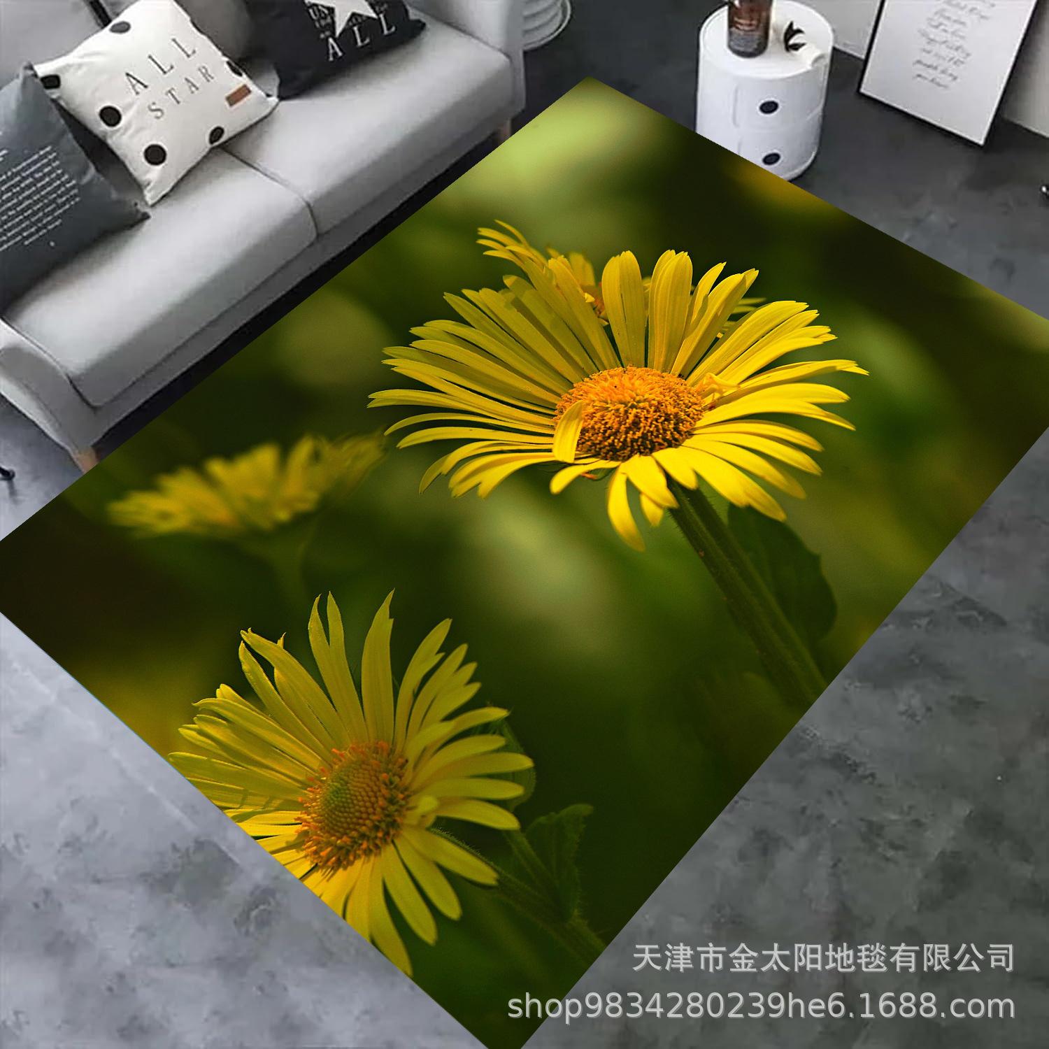 

Килим для вітальні з кришталевого оксамиту з 3D-друком «Соняшник», домашній килимок для дверей 80*120cm