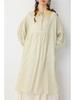 Women's Floral Print Lace-up Doll Collar Cotton Linen Long Sleeve Loose Plus Size Spring Dress