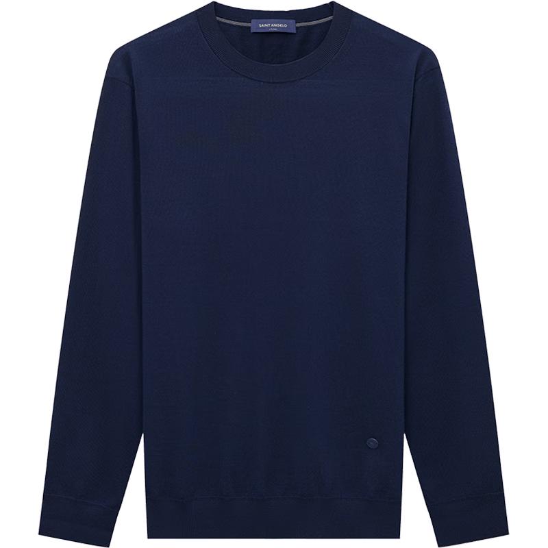 

Мужской шерстяной свитер с круглым вырезом в деловом повседневном стиле 46