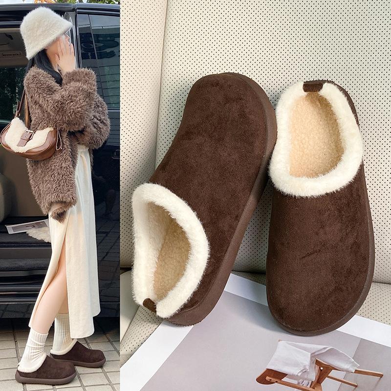 Versatile velvet Boken shoes 2025 winter lazy one-pedal cotton shoes women's warm new casual suede fluffy shoes