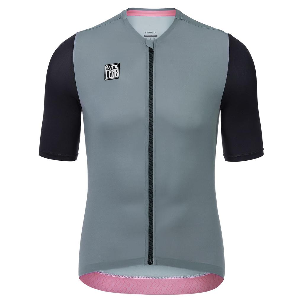 Santic Short Sleeve Cycling with Back Breathable and Size M Men's Jersey, Spring/Summer, Lightweight, Pocket, Quick-Drying, Gray,