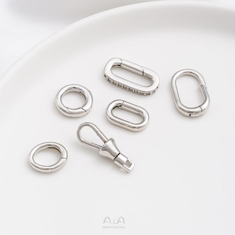 14K Gold-Filled Color-Preserving Oval Spring Clasp for DIY Pearl Chains