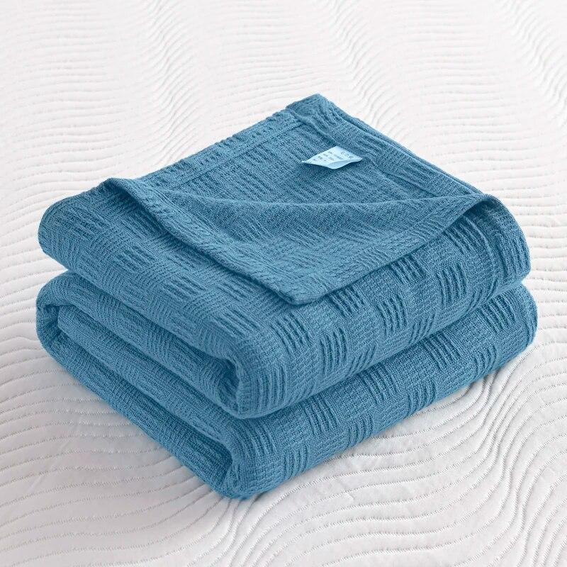 100% Cotton Plaid Weave Blankets Single Double Queen King Size Lightweight Soft Blanket for All Season Bedspreads for Bed Sofa