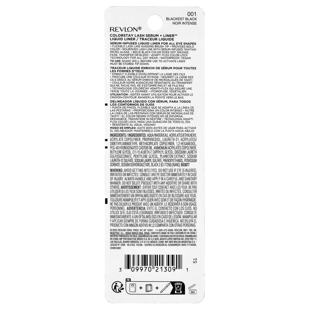 Revlon ColorStay™, Lash Serum + Liner™, 001 Blackest Black, 0.48 Ml (0.016 Fl Oz)