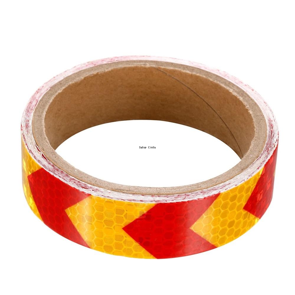 1inch*17FT Arrow Bicyle Reflective Stickers Yellow Red Waterproof Safety Tape Self-Adhesive Conspicuity Reflectors Strip For Car