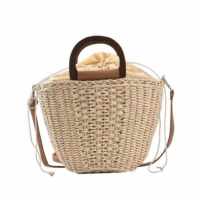 Summer Straw Bucket Large Capacity Beach Bag Rattan Handmade Crossbody Bag