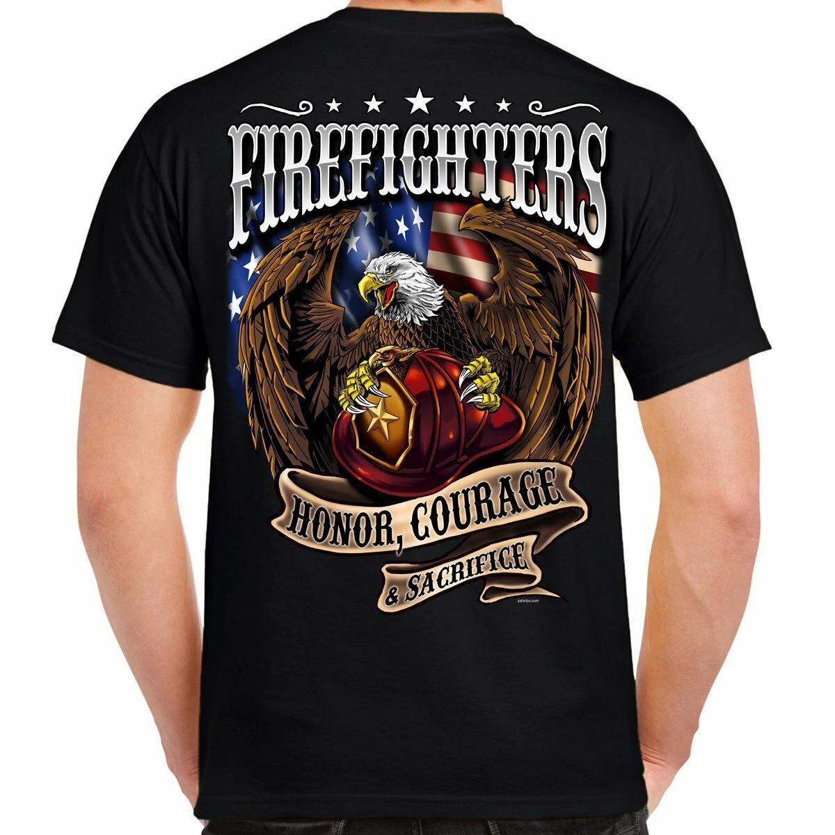 Firefighter Eagle Heroes Patriotic Flag Biker Tattoo Fire T Shirt S
