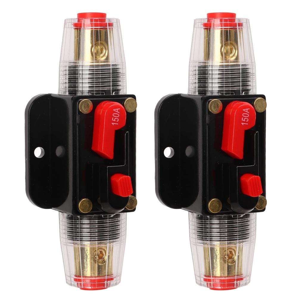 12 24V Inline Circuit Breaker, Lugs with Manual Reset Fuse Holder, Heat Shrink