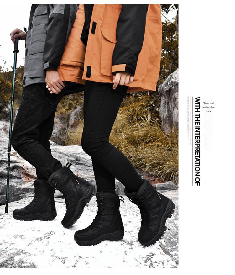 Unisex High-Top Winter Hiking Boots - Warm, Fashionable, Large Size Snow Boots