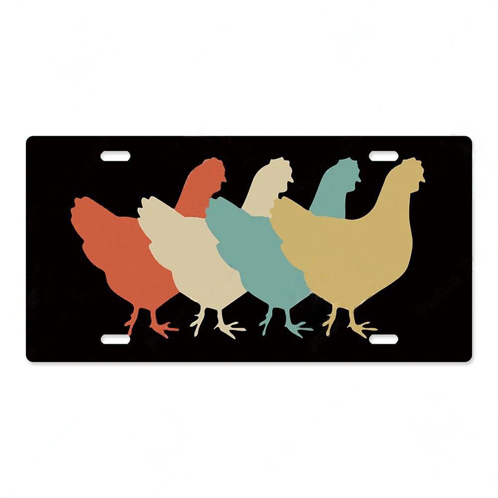 Vintage Metal Chicken Licenses Plate Signs Decor Plaque Metal Decoration for Hen House Door Farmhouse